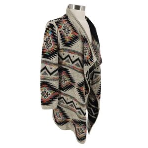 Dreamers Western Aztec Sweater Cardigan Long Sleeve Open Front Knit Large